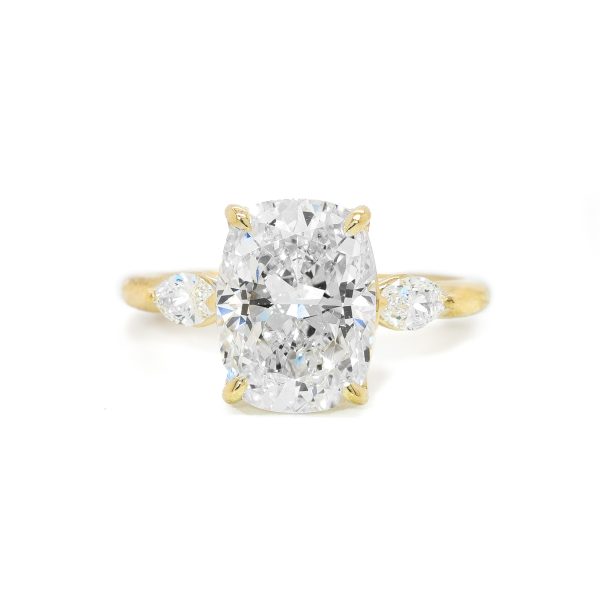Elongated Cushion Diamond Ring with Marquise Side Stones Custom Engagement Rings 2