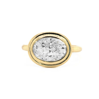 Double Bezel East-West Oval in Yellow Gold Custom Engagement Rings 2