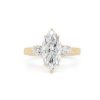 Marquise Diamond Ring with Round Side Stones and Engraved Band Custom Engagement Rings 5