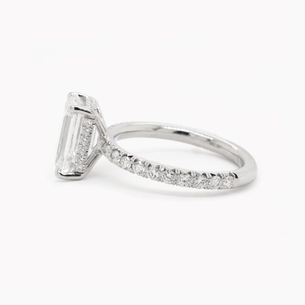 Emerald-Cut Diamond Engagement Ring with Diamond Band and Hidden Halo Custom Engagement Rings 3