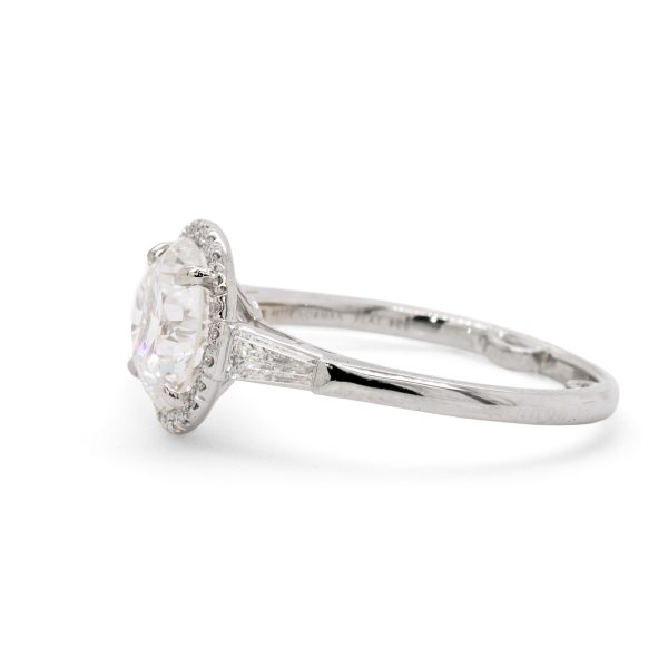 Round Brilliant Diamond Ring with Halo and Tapered Baguettes Custom Engagement Rings 3