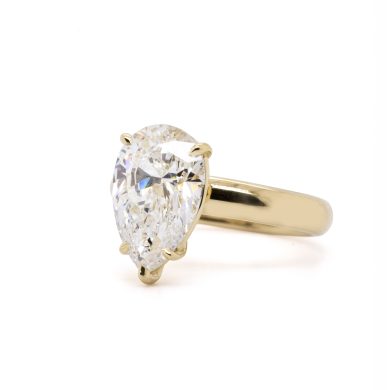 Pear Solitaire with Wide Half Round Band in 18k Yellow Gold Custom Engagement Rings