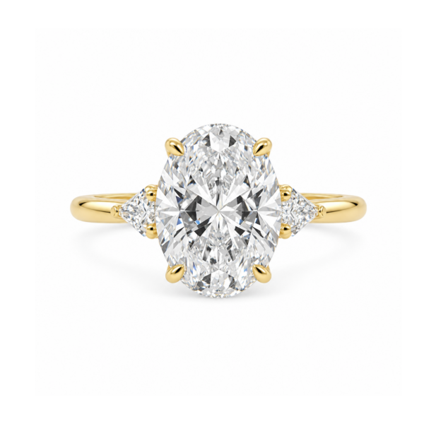 Oval Diamond Ring with Kites and Floral Prongs Custom Jewelry 3