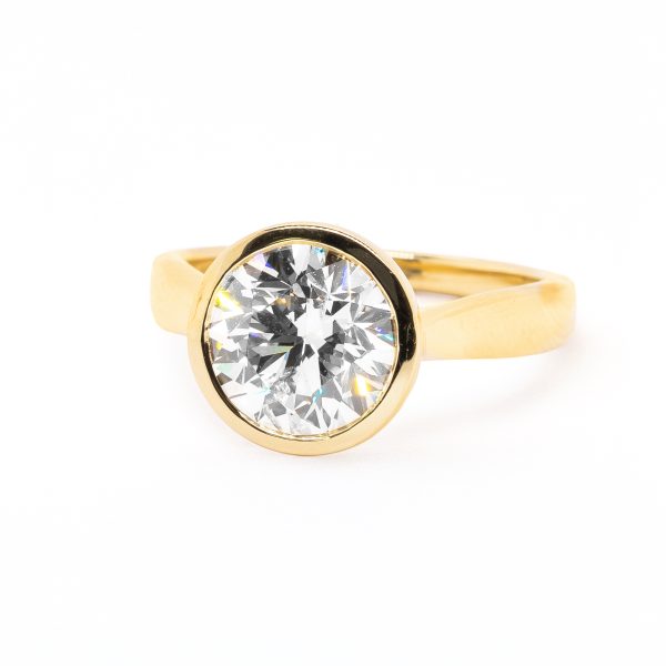 Bezel-Set Round Diamond Solitaire Ring in Yellow Gold Custom Engagement Rings