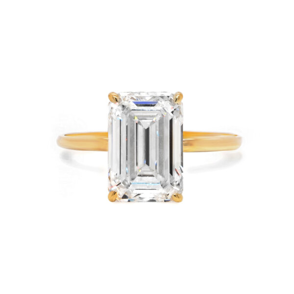 Emerald-Cut Solitaire Diamond Ring with Hidden Halo Custom Engagement Rings 2