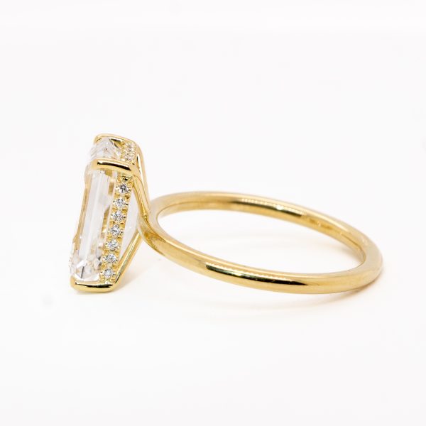 Emerald-Cut Solitaire Diamond Ring with Hidden Halo Custom Engagement Rings 3