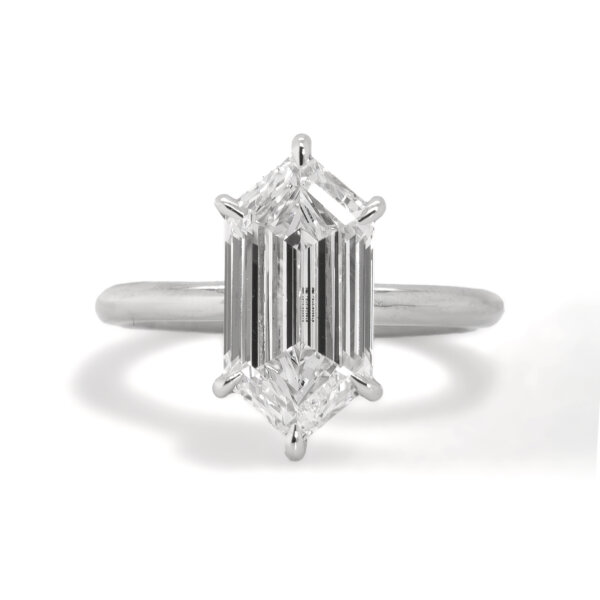 Hexagonal Solitaire Engagement Ring with Hidden Halo Custom Engagement Rings