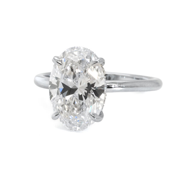 Oval Diamond Solitaire with Hidden Halo Custom Engagement Rings