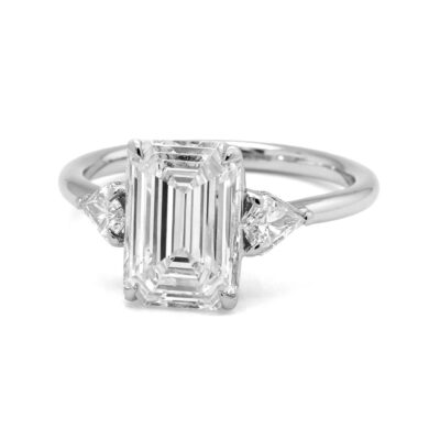 Emerald-Cut Diamond Engagement Ring with Kite Side Stones Custom Engagement Rings