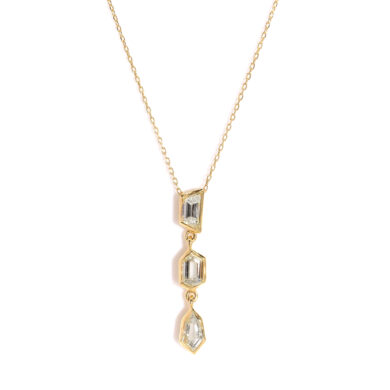 Modern Bezel-Set Geometric Three Diamond Drop Necklace Custom Fine Necklaces