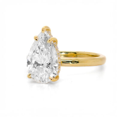 Pear-Shaped Diamond Engagement Ring with Hidden Halo Custom Engagement Rings