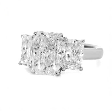 Radiant-Cut Three Stone Diamond Ring Custom Engagement Rings
