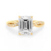 Emerald-Cut Diamond Engagement Ring with Hidden Halo and Twisted Diamond Band Custom Jewelry 6