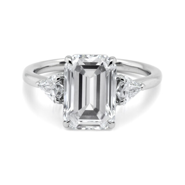 Emerald-Cut Diamond Engagement Ring with Kite Side Stones Custom Jewelry 3