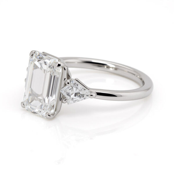 Emerald-Cut Diamond Engagement Ring with Kite Side Stones Custom Jewelry 4