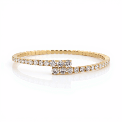 Bypass Diamond Bangle in Yellow Gold Custom Jewelry