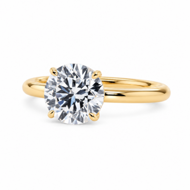 Round Diamond Engagement Ring with Hidden Halo and Floral Prongs Custom Engagement Rings