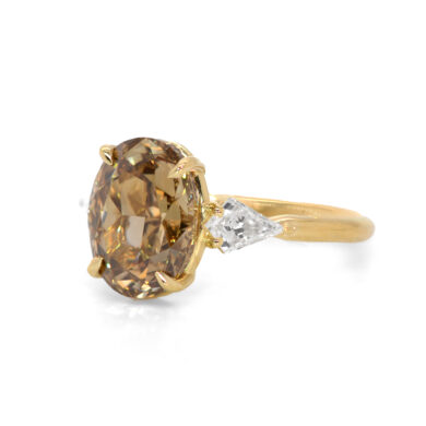 Oval-Cut Brown Diamond Ring with Kites Custom Engagement Rings