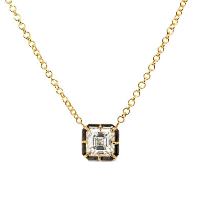 Asscher Cut Diamond Necklace with a Solid 18k Yellow Gold Chain Custom Jewelry 2