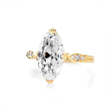 Moval-Cut Diamond Ring with Diamond Details and Diamond Bridge Custom Engagement Rings