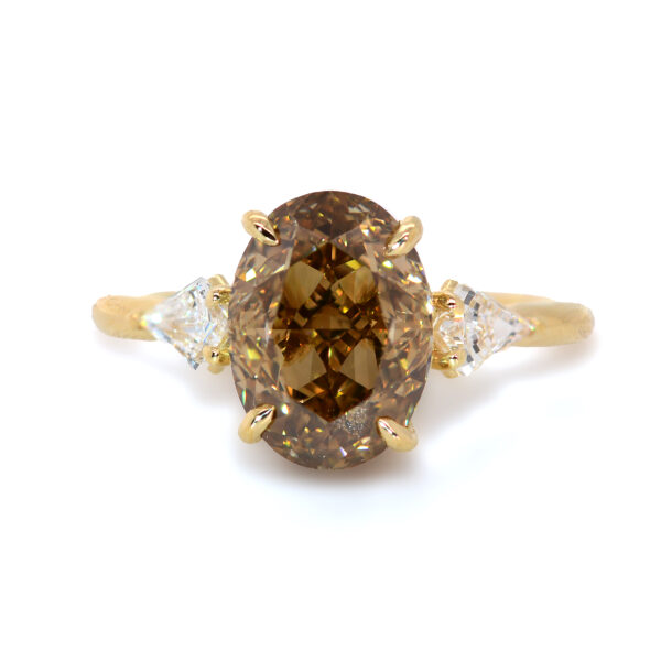 Oval-Cut Brown Diamond Ring with Kites Custom Engagement Rings 3