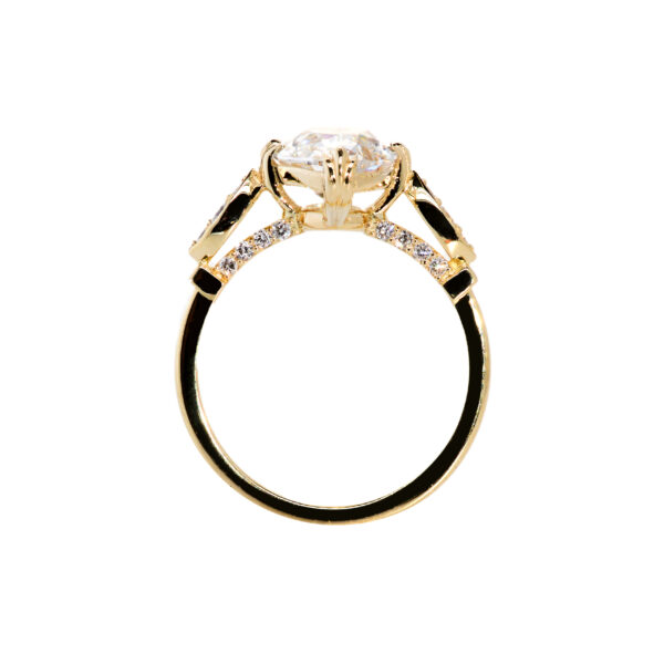Moval-Cut Diamond Ring with Diamond Details and Diamond Bridge Custom Engagement Rings 4