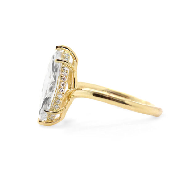 Marquise-Cut Diamond Ring with Curved Band and Hidden Halo Custom Engagement Rings 4