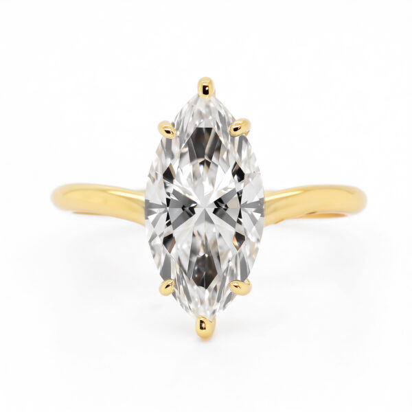 Marquise-Cut Diamond Ring with Curved Band and Hidden Halo Custom Engagement Rings 3