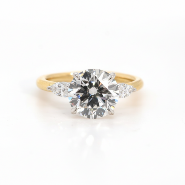 Two-Tone Round Diamond Ring with Marquise Custom Engagement Rings 3