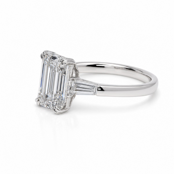 Emerald-Cut Diamond Engagement Ring With Tapered Baguettes Lab Grown Diamond Engagement Rings 4