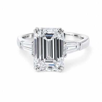 Emerald-Cut Diamond Engagement Ring With Tapered Baguettes Custom Engagement Rings