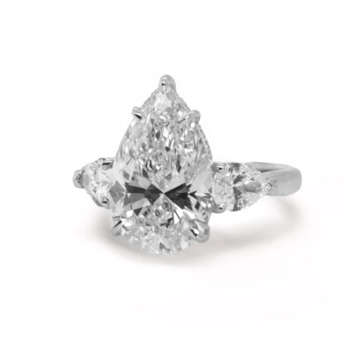 Three-Stone Pear-Cut Diamond Engagement Ring Custom Engagement Rings