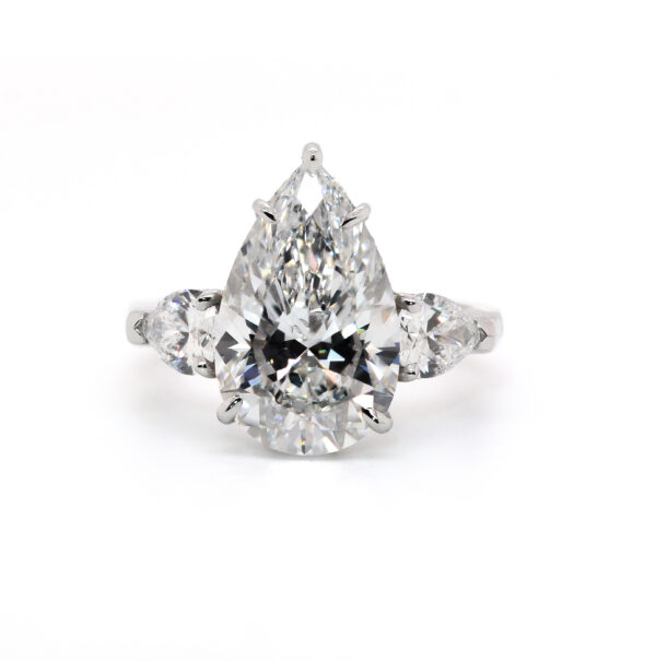 Three-Stone Pear-Cut Diamond Engagement Ring Custom Engagement Rings 3