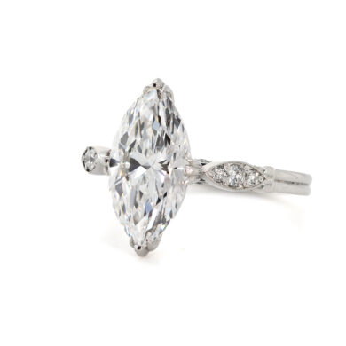 Marquise-Cut Diamond Ring with Diamond Details and Diamond Bridge Custom Engagement Rings