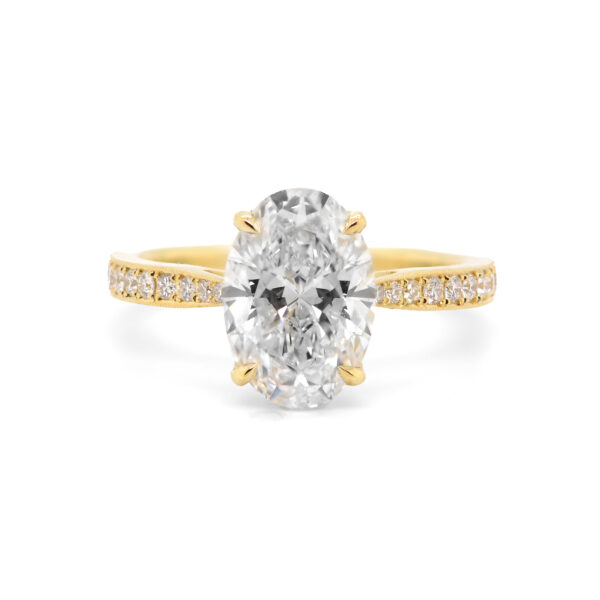 Oval-Cut Diamond Engagement Ring with Hidden Halo and Floral Prongs Custom Engagement Rings 3