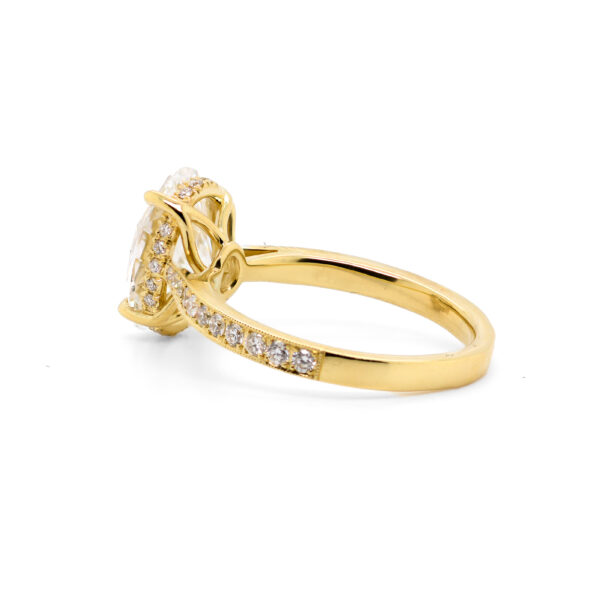 Oval-Cut Diamond Engagement Ring with Hidden Halo and Floral Prongs Custom Engagement Rings 4