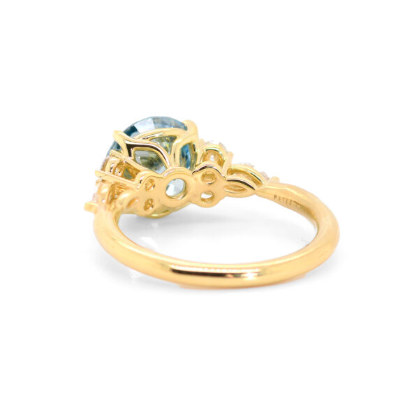 Round Blue Diamond Engagement Ring with Scattered Round Diamond Side Stones Custom Engagement Rings 5