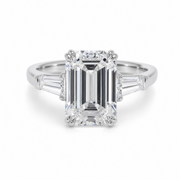 Emerald-Cut Diamond Engagement Ring With Tapered Baguettes Lab Grown Diamond Engagement Rings 3