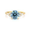 Round Blue Diamond Engagement Ring with Scattered Round Diamond Side Stones Custom Engagement Rings 7