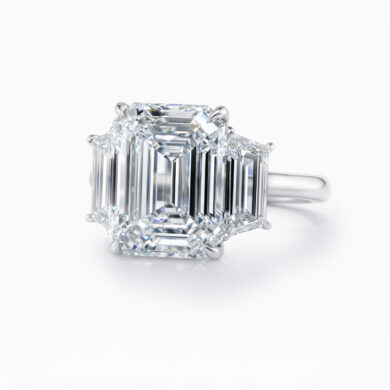 Emerald-Cut Diamond Engagement Ring with Trapezoid Side Stones Custom Engagement Rings