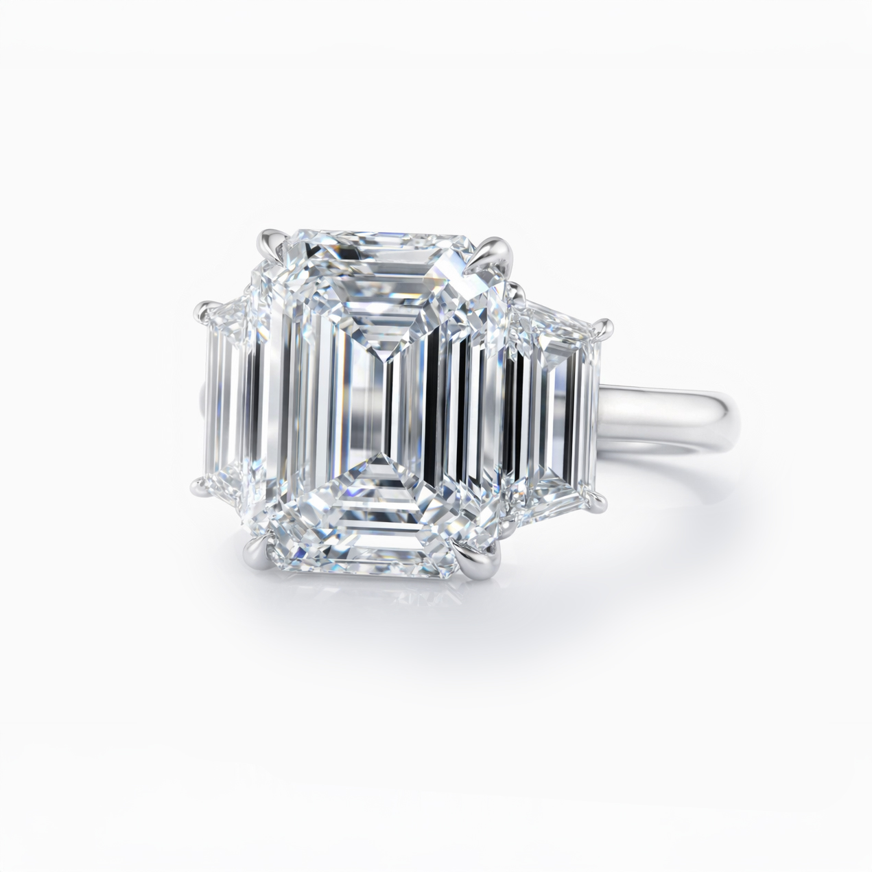 Peter Norman Emerald cut 2 carat Emerald-Cut Diamond Engagement Ring with Trapezoid Side Stones