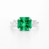 Three Stone Cushion-Cut Emerald and Diamond Ring Custom Jewelry 6