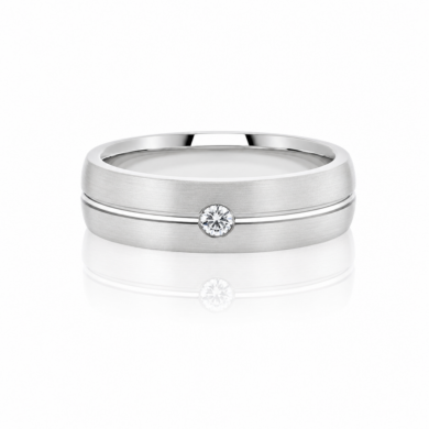 Satin Finish and Diamond Accent Wedding Band Men's Wedding Bands