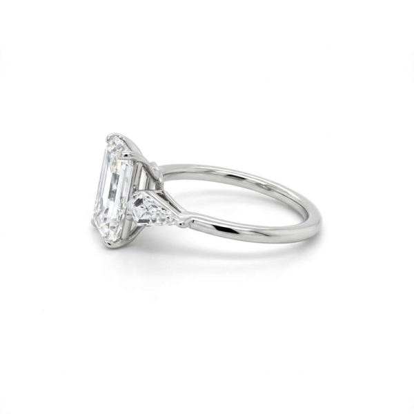 Emerald-Cut Diamond Engagement Ring with Kite Side Stones Custom Jewelry 4