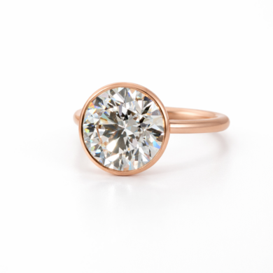 Bezel-Set Brilliant-Cut Round Diamond Ring in Rose Gold Custom Engagement Rings