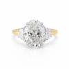 Two-tone Oval-Cut Diamond Three Stone Ring with Half Moons Custom Engagement Rings 6