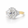 Two-tone Oval-Cut Diamond Three Stone Ring with Half Moons Custom Engagement Rings 5