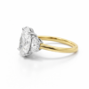 Two-tone Oval-Cut Diamond Three Stone Ring with Half Moons Custom Engagement Rings 7