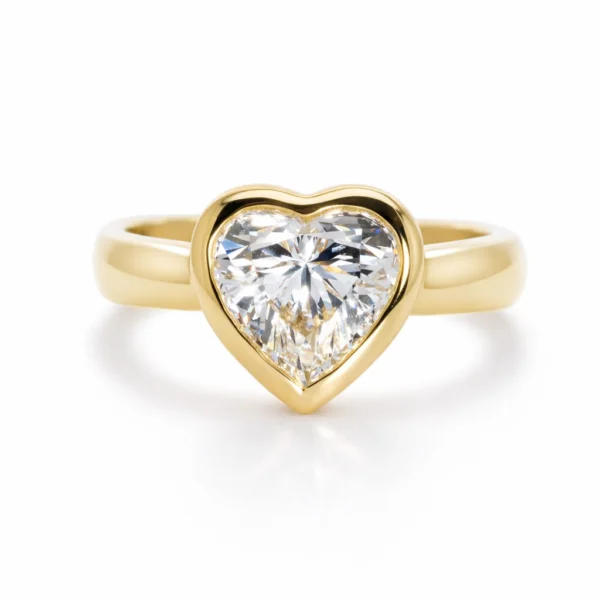 Bezel-Set Heart Shaped Diamond Ring Custom Engagement Rings 3