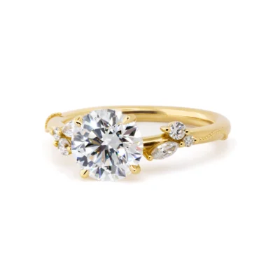 Brilliant-Cut Diamond Engagement Ring with Delicate Branch Motif Custom Engagement Rings